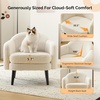 image:imageVINGLI 303 Wide Modern Barrel Accent Armchair with Track Armrest Solid Wooden Legs Comfy Upholstered Club Chair Round Single Home Sofa for Living Room Bedroom Reading Room Corduroy GreyWhite