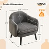 image:imageVINGLI 303 Wide Modern Barrel Accent Armchair with Track Armrest Solid Wooden Legs Comfy Upholstered Club Chair Round Single Home Sofa for Living Room Bedroom Reading Room Corduroy GreyGrey
