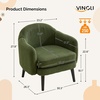 image:imageVINGLI 303 Wide Modern Barrel Accent Armchair with Track Armrest Solid Wooden Legs Comfy Upholstered Club Chair Round Single Home Sofa for Living Room Bedroom Reading Room Corduroy GreyGreen