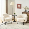 image:imageVINGLI 303 Wide Modern Barrel Accent Armchair with Track Armrest Solid Wooden Legs Comfy Upholstered Club Chair Round Single Home Sofa for Living Room Bedroom Reading Room Corduroy GreyWhite