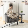 image:imageVINGLI 303 Wide Modern Barrel Accent Armchair with Track Armrest Solid Wooden Legs Comfy Upholstered Club Chair Round Single Home Sofa for Living Room Bedroom Reading Room Corduroy GreyGrey