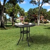 image:imageVINGLI 32 Inch Outdoor Patio Table with Umbrella Hole Cast Aluminum Round Patio Dining Table Bistro Table for Backyard Garden Patio Porch BronzeBlack
