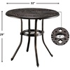 image:imageVINGLI 32 Inch Outdoor Patio Table with Umbrella Hole Cast Aluminum Round Patio Dining Table Bistro Table for Backyard Garden Patio Porch BronzeBronze
