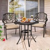 image:imageVINGLI 32 Inch Outdoor Patio Table with Umbrella Hole Cast Aluminum Round Patio Dining Table Bistro Table for Backyard Garden Patio Porch BronzeBronze