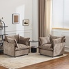 image:imageVINGLI 34 Width Oversized Accent Chairs Set of 2 Navy Sofa Reading Chair Upholstered Armchair Soft Chenille Fabric Living Room Chairs Sofa for Bedroom Home Office Play RoomLight Brown