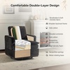 image:imageVINGLI 360 Swivel MidCentury Modern Accent Armchairs Set of 2 with DoubleLayer Seat Cushions Comfy Single Square Sofa Upholstered Club Chairs for Living RoomBedroom Reading room Chenille Black
