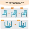 image:imageVINGLI 3Piece Outdoor Bistro Set Stackable Modern Metal Steel Table and Chairs with RustResistant Coating Small Patio Furniture Conversation Set for Porch Deck Balcony Garden BlueBlue