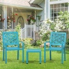 image:imageVINGLI 3Piece Outdoor Bistro Set Stackable Modern Metal Steel Table and Chairs with RustResistant Coating Small Patio Furniture Conversation Set for Porch Deck Balcony Garden BlueBlue
