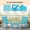 image:imageVINGLI 3Piece Outdoor Bistro Set Stackable Modern Metal Steel Table and Chairs with RustResistant Coating Small Patio Furniture Conversation Set for Porch Deck Balcony Garden BlueBlue
