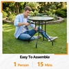 image:imageVINGLI 40 Outdoor Dining Table with Umbrella Hole All Weather Round Patio Table Waterwave Tempered Glass Top and Metal Frame for Garden Porch Balcony YardRound
