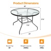 image:imageVINGLI 40 Outdoor Dining Table with Umbrella Hole All Weather Round Patio Table Waterwave Tempered Glass Top and Metal Frame for Garden Porch Balcony YardRound