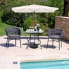 image:imageVINGLI 40 Outdoor Dining Table with Umbrella Hole All Weather Round Patio Table Waterwave Tempered Glass Top and Metal Frame for Garden Porch Balcony YardSquare