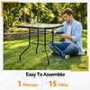 image:imageVINGLI 40 Outdoor Dining Table with Umbrella Hole All Weather Round Patio Table Waterwave Tempered Glass Top and Metal Frame for Garden Porch Balcony YardSquare