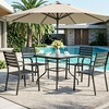 image:imageVINGLI 40 Outdoor Dining Table with Umbrella Hole All Weather Round Patio Table Waterwave Tempered Glass Top and Metal Frame for Garden Porch Balcony YardSquare