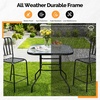 image:imageVINGLI 40 Outdoor Dining Table with Umbrella Hole All Weather Round Patio Table Waterwave Tempered Glass Top and Metal Frame for Garden Porch Balcony YardSquare