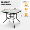 image:imageVINGLI 40 Outdoor Dining Table with Umbrella Hole All Weather Round Patio Table Waterwave Tempered Glass Top and Metal Frame for Garden Porch Balcony YardSquare