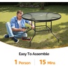 image:imageVINGLI 40 Outdoor Dining Table with Umbrella Hole All Weather Round Patio Table Waterwave Tempered Glass Top and Metal Frame for Garden Porch Balcony YardRound