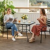 image:imageVINGLI 40 Outdoor Dining Table with Umbrella Hole All Weather Round Patio Table Waterwave Tempered Glass Top and Metal Frame for Garden Porch Balcony YardSquare