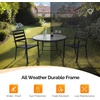 image:imageVINGLI 40 Outdoor Dining Table with Umbrella Hole All Weather Round Patio Table Waterwave Tempered Glass Top and Metal Frame for Garden Porch Balcony YardRound