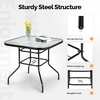 image:imageVINGLI 40 Outdoor Dining Table with Umbrella Hole All Weather Round Patio Table Waterwave Tempered Glass Top and Metal Frame for Garden Porch Balcony YardSquare