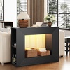 image:imageVINGLI 43 Fluted Console Table with Storage and Lights Small Wood Entryway Table with Shelves Narrow Sofa Table Behind Couch for Living Room Entrance Foyer Hallway BlackBlack