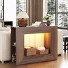 image:imageVINGLI 43 Fluted Console Table with Storage and Lights Small Wood Entryway Table with Shelves Narrow Sofa Table Behind Couch for Living Room Entrance Foyer Hallway BlackBrown