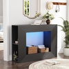 image:imageVINGLI 43 Fluted Console Table with Storage and Lights Small Wood Entryway Table with Shelves Narrow Sofa Table Behind Couch for Living Room Entrance Foyer Hallway BlackBlack