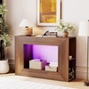 image:imageVINGLI 43 Fluted Console Table with Storage and Lights Small Wood Entryway Table with Shelves Narrow Sofa Table Behind Couch for Living Room Entrance Foyer Hallway BlackBrown