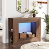 image:imageVINGLI 43 Fluted Console Table with Storage and Lights Small Wood Entryway Table with Shelves Narrow Sofa Table Behind Couch for Living Room Entrance Foyer Hallway BlackBrown