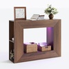 image:imageVINGLI 43 Fluted Console Table with Storage and Lights Small Wood Entryway Table with Shelves Narrow Sofa Table Behind Couch for Living Room Entrance Foyer Hallway BlackBrown