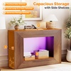 image:imageVINGLI 43 Fluted Console Table with Storage and Lights Small Wood Entryway Table with Shelves Narrow Sofa Table Behind Couch for Living Room Entrance Foyer Hallway BlackBrown