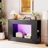 image:imageVINGLI 43 Fluted Console Table with Storage and Lights Small Wood Entryway Table with Shelves Narrow Sofa Table Behind Couch for Living Room Entrance Foyer Hallway BlackBlack