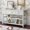 image:imageVINGLI 47 Console Table Entryway Table with 3 Drawers amp 2 Storage Shelves Narrow Sofa Table Behind Couch Console Tables for Living Room Entrance Foyer Hallway Office GreyWhite
