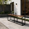 image:imageVINGLI 472 Inch Indoor Outdoor Bench Charcoal Gray Dining amp Patio Bench with Heavy Duty Metal Frame Backless Seating Bench for Dining Room Garden Porch Balcony amp EntrywayBrown