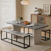 image:imageVINGLI 472 Inch Indoor Outdoor Bench Charcoal Gray Dining amp Patio Bench with Heavy Duty Metal Frame Backless Seating Bench for Dining Room Garden Porch Balcony amp EntrywayGrey