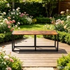 image:imageVINGLI 472 Inch Indoor Outdoor Bench Charcoal Gray Dining amp Patio Bench with Heavy Duty Metal Frame Backless Seating Bench for Dining Room Garden Porch Balcony amp EntrywayBrown