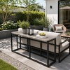 image:imageVINGLI 472 Inch Indoor Outdoor Bench Charcoal Gray Dining amp Patio Bench with Heavy Duty Metal Frame Backless Seating Bench for Dining Room Garden Porch Balcony amp EntrywayGrey