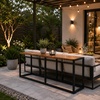 image:imageVINGLI 472 Inch Indoor Outdoor Bench Charcoal Gray Dining amp Patio Bench with Heavy Duty Metal Frame Backless Seating Bench for Dining Room Garden Porch Balcony amp EntrywayBrown