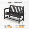 image:imageVINGLI 49in HDPE Outdoor Bench with Backrest and Armrests 2Person Weatherproof Patio Bench Heavy Duty 600 lbs Capacity Low Maintenance Garden Benches for Porch Backyard Poolside Park BlackBlack