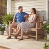 image:imageVINGLI 49in HDPE Outdoor Bench with Backrest and Armrests 2Person Weatherproof Patio Bench Heavy Duty 600 lbs Capacity Low Maintenance Garden Benches for Porch Backyard Poolside Park BlackTeak