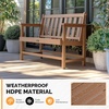 image:imageVINGLI 49in HDPE Outdoor Bench with Backrest and Armrests 2Person Weatherproof Patio Bench Heavy Duty 600 lbs Capacity Low Maintenance Garden Benches for Porch Backyard Poolside Park BlackTeak