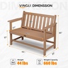 image:imageVINGLI 49in HDPE Outdoor Bench with Backrest and Armrests 2Person Weatherproof Patio Bench Heavy Duty 600 lbs Capacity Low Maintenance Garden Benches for Porch Backyard Poolside Park BlackTeak