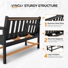 image:imageVINGLI 49in HDPE Outdoor Bench with Backrest and Armrests 2Person Weatherproof Patio Bench Heavy Duty 600 lbs Capacity Low Maintenance Garden Benches for Porch Backyard Poolside Park BlackBlack
