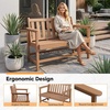 image:imageVINGLI 49in HDPE Outdoor Bench with Backrest and Armrests 2Person Weatherproof Patio Bench Heavy Duty 600 lbs Capacity Low Maintenance Garden Benches for Porch Backyard Poolside Park BlackTeak