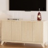 image:imageVINGLI 55 Fluted TV Stand for 65 Inch TV Entertainment Center with Storage Cabinets and 4 Doors Media TV Console Table for Living Room Bedroom Natural Oak