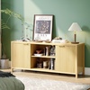 image:imageVINGLI 58 Fluted TV Stand for TVs up to 70 Modern TV Stand with Storage amp Adjustable Shelves Elegant Media Console Entertainment Center for Living Room amp Bedroom WalnutOak
