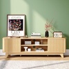 image:imageVINGLI 58 Fluted TV Stand for TVs up to 70 Modern TV Stand with Storage amp Adjustable Shelves Elegant Media Console Entertainment Center for Living Room amp Bedroom WalnutOak