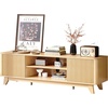 image:imageVINGLI 58 Fluted TV Stand for TVs up to 70 Modern TV Stand with Storage amp Adjustable Shelves Elegant Media Console Entertainment Center for Living Room amp Bedroom WalnutOak