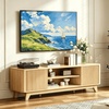 image:imageVINGLI 58 Fluted TV Stand for TVs up to 70 Modern TV Stand with Storage amp Adjustable Shelves Elegant Media Console Entertainment Center for Living Room amp Bedroom WalnutOak
