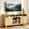 image:imageVINGLI 58 Fluted TV Stand for TVs up to 70 Modern TV Stand with Storage amp Adjustable Shelves Elegant Media Console Entertainment Center for Living Room amp Bedroom WalnutOak